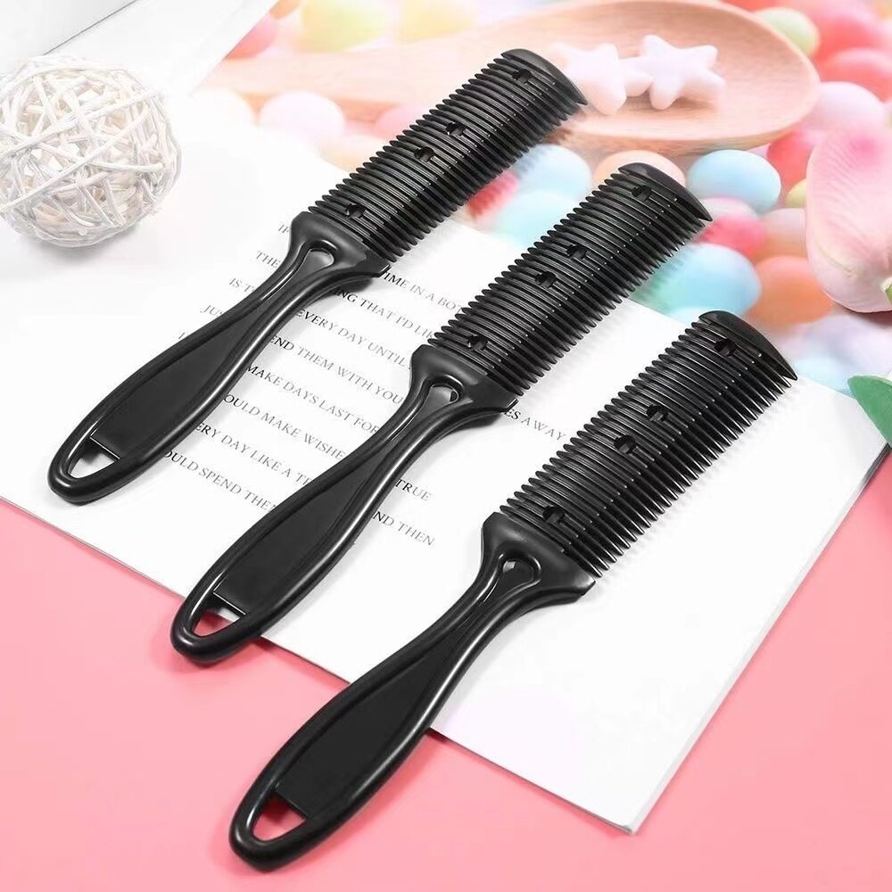 Hair Cutting Comb Hair Brushes With Razor Blades Hair Trimmer Cutting Thinning Tool Styling Barber Cutter Accessory