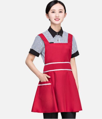 4 colors black waitress apron with the pocket cooking apron chinese restaurant uniform apron fast food wear restaurant apron: red