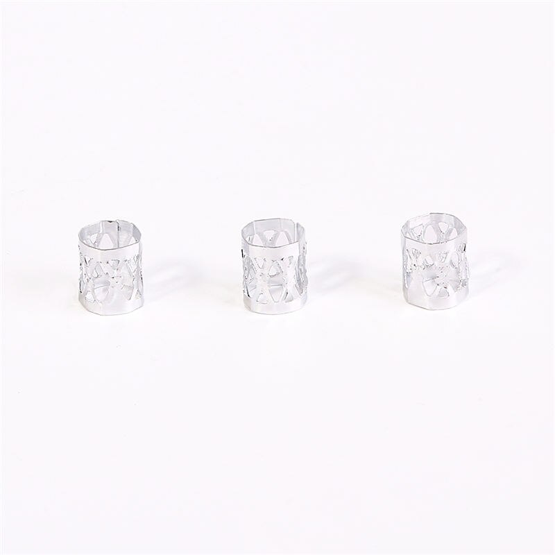 50/100 Pcs Verschillende Vorm Kralen Verstelbare Haar Vlechten Dreadlock Kralen Braid Ringen Manchet Clips Buizen Sieraden Bevindingen: 50pcs / Silver
