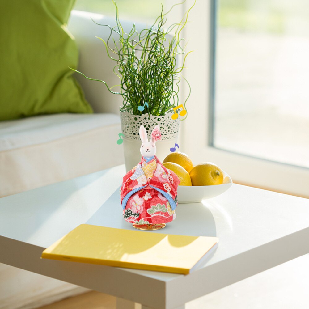 1pc Japanese Kimono Rabbit Box Rotating Box Adornment for Home