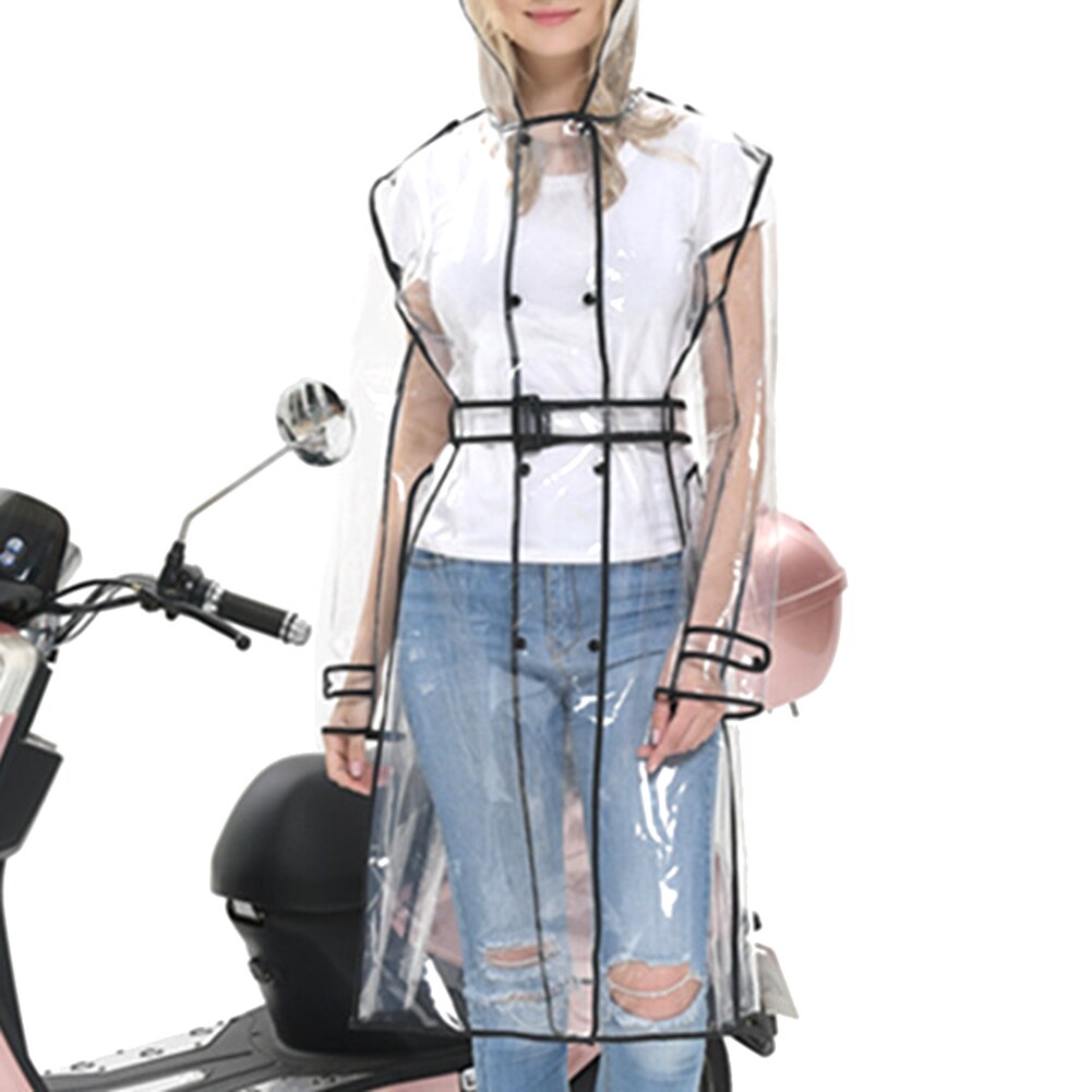 Femmes imperméable Transparent ceinturé veste imperméable clair pluie manteau à capuche poncho produits ménagers