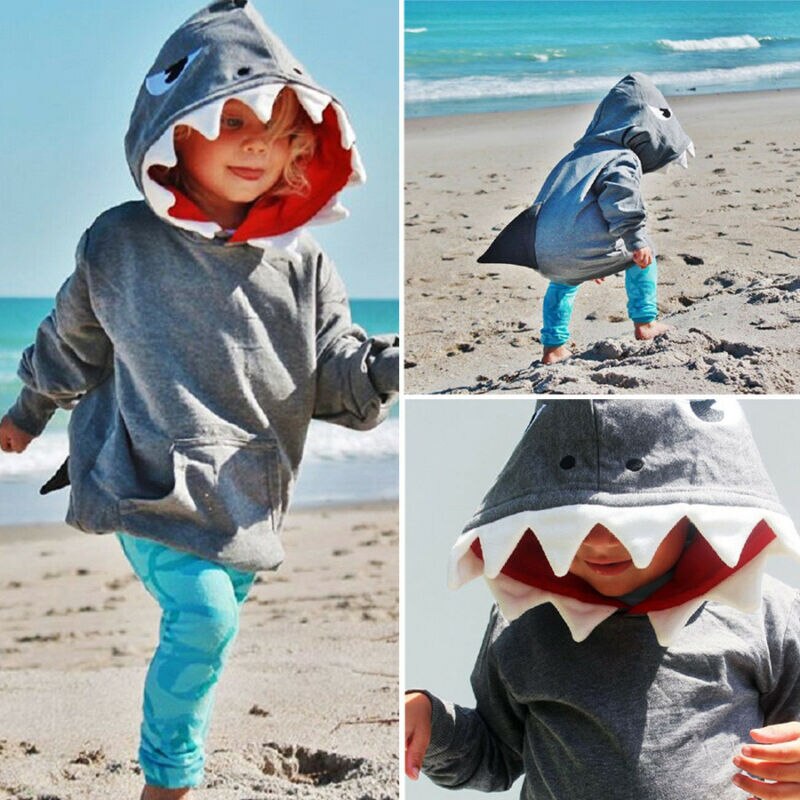 Casual Toddler Kids Boys Shark Hooded Tops Hoodie Pocket Jacket for Boy Coat Outerwear
