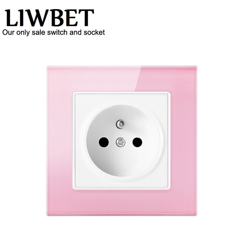 Liwbet Franse Stopcontact En Zwart/Wit/Groen/Roze Kleur Glas Panel Eu Standaard 16A Plug Power socket