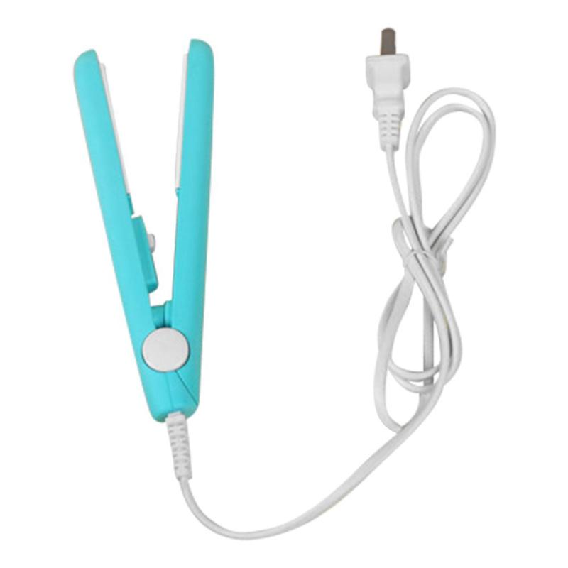 Mini Ceramic Electric Hair Straightener Curling Iron Straightening Corrugated Irons Home DIY Hair Styling Tools Flat Tools: Green / US