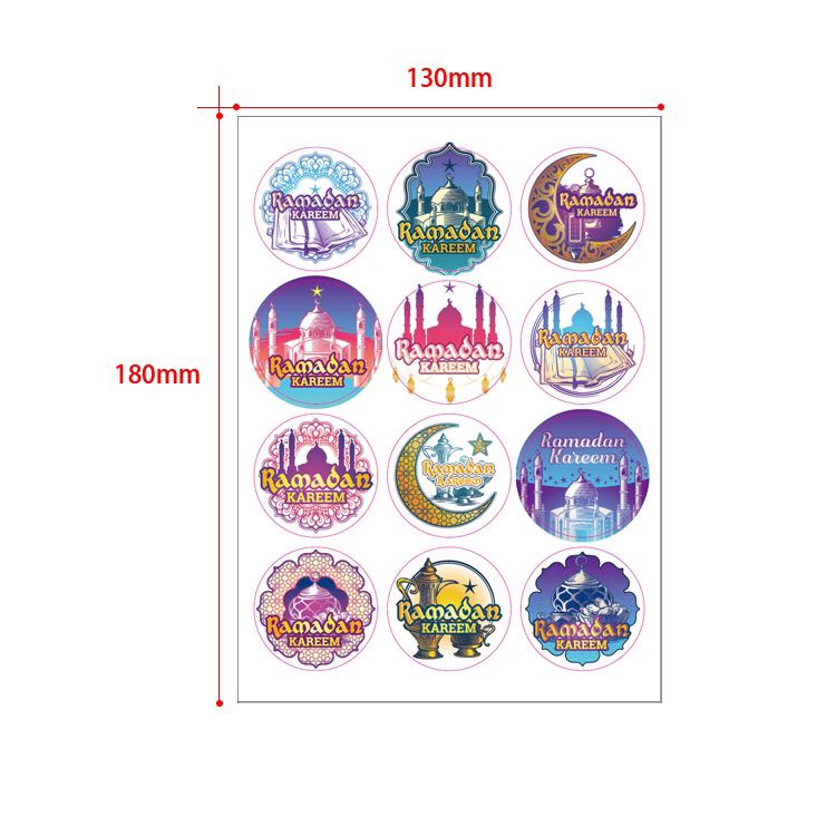 120Pcs Zwarte Sticker Ramadan Eid Stickers Eid Mubarak Geschenkdoos Label Papieren Zak Seal Sticker Ramadan Kareem Al-fitr Decor Moslim