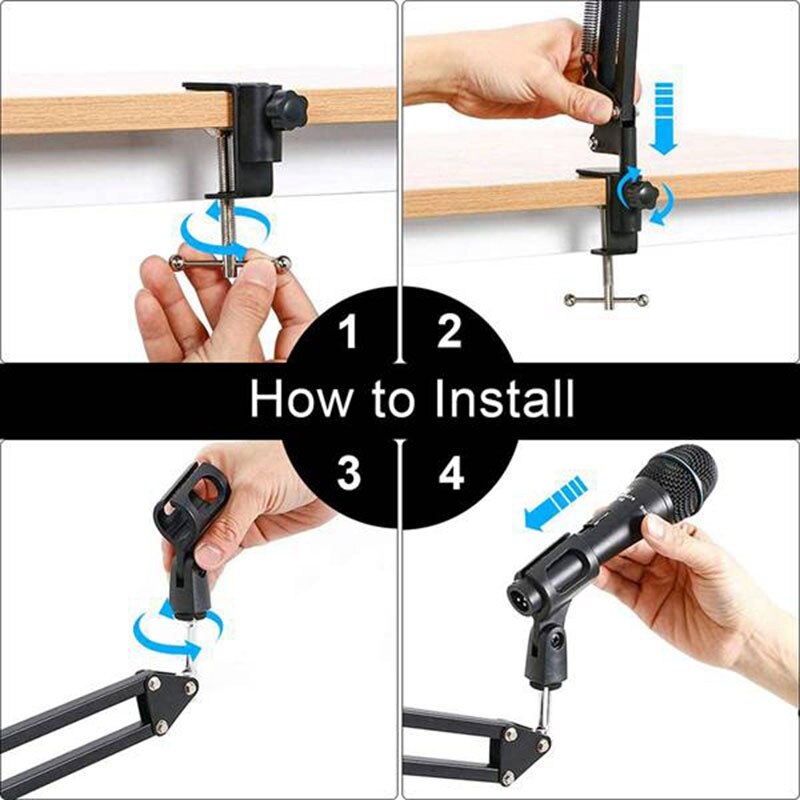 Microphone De Bureau Stand, Pied De micro Pour Blue Yeti Et Blue Yeti Pro Avec micro Pare-Brise Et Les éruptions Prévenir Bras Support