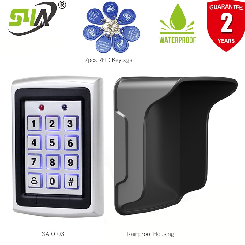 S4A RFID Metal Access Control Keypad Outdoor Door Opener Electronic Lock System with Keychains and Waterproof Rainproof Cover