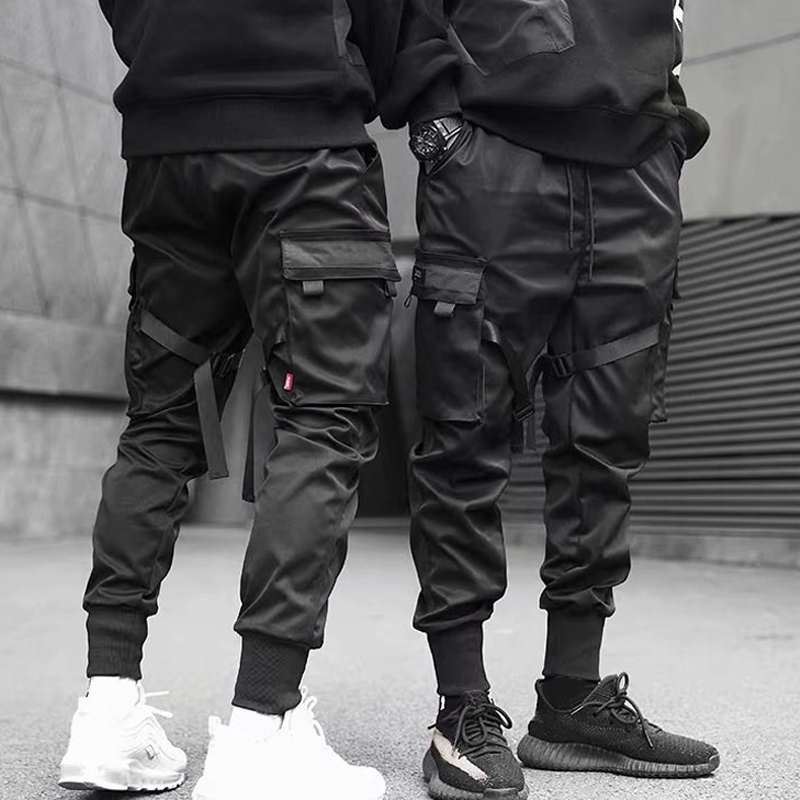 Mænd afslappet harem jogging joggingbuks hip hop bukser multi lomme last bukser sek 88: L