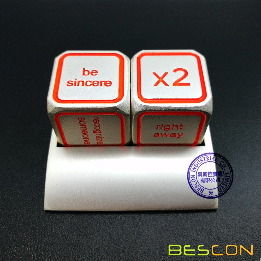 Bescon Promotionele Motivatie Solid Metallic Dobbelstenen Set, 2 Stuks Motivatie Desktop Metal Dice Set Een Inch D6 Matt Silver