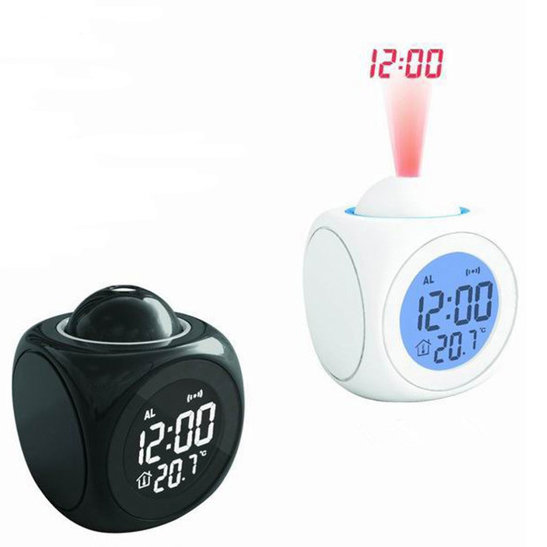 1pc Multifunction LCD Talking Projection Alarm Clock Time & Temp Display