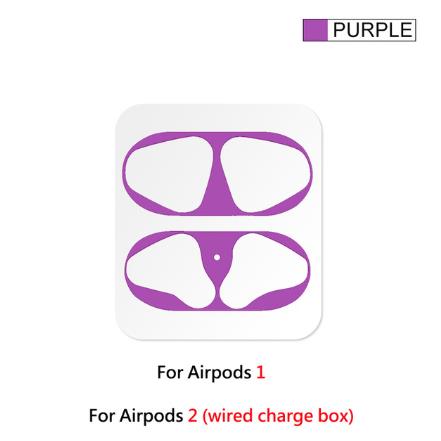 Dust-proof Dust Guard Sticker for Airpods 1 2 Metal Skin Protective Sticker for AirPods 1 Earphone Charging Box Case Cover Shell: Purple for wired box