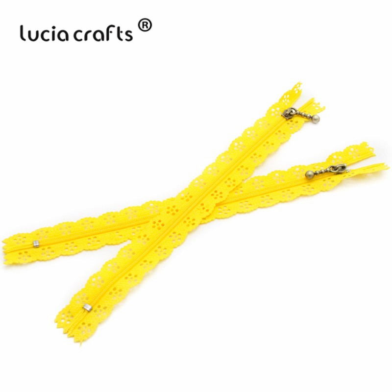Lucia Ambachten 20 Cm Nylon Coil Mooie Kant Ritsen Voor Diy Bag Tailor Riool Craft Retail J0301: C4 Yellow 6pcs