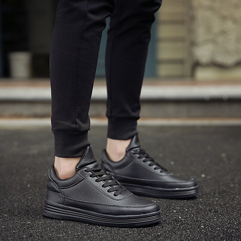 Menn sko skinn casual svarte sko herre vår høst snøre joggesko tenis masculino adulto 563