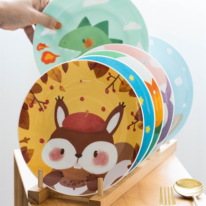 Children's Ceramic Dinner Plate Cartoon Animation Bone China Round Bowl Household Kitchen Supplies Cute Fruit Plate