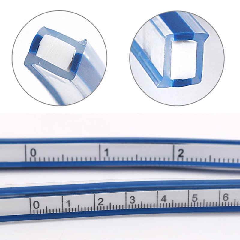 1Pc Flexible Curve Ruler Helix Drafting Measuring Tool Soft Plastic Tape Measure 30cm Engineering Drawing Graphics Ruler