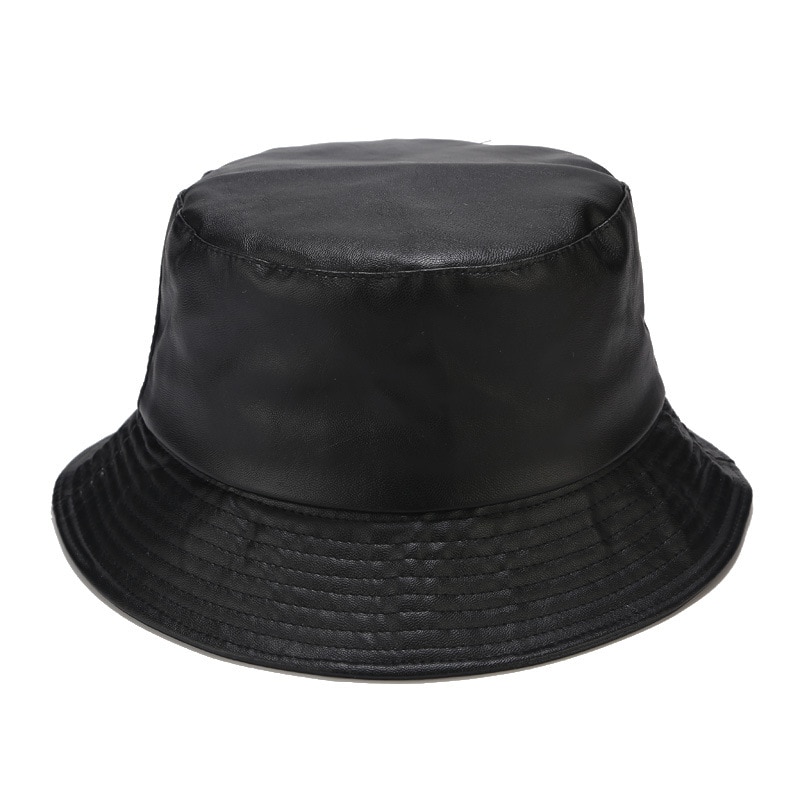 Pu Bucket Outdoor PU Bucket Hat Leather Fishing Cap Soild Fo... – Grandado