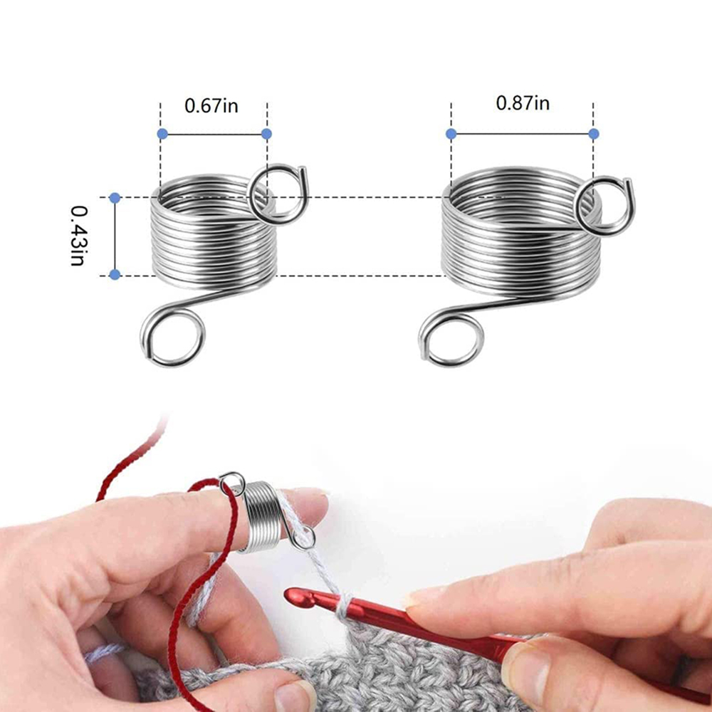 2 stk metal finger fingerbøl garn guide 2 størrelse finger holder strik finger finger ring til hækle strikke håndværk vævning tilbehør