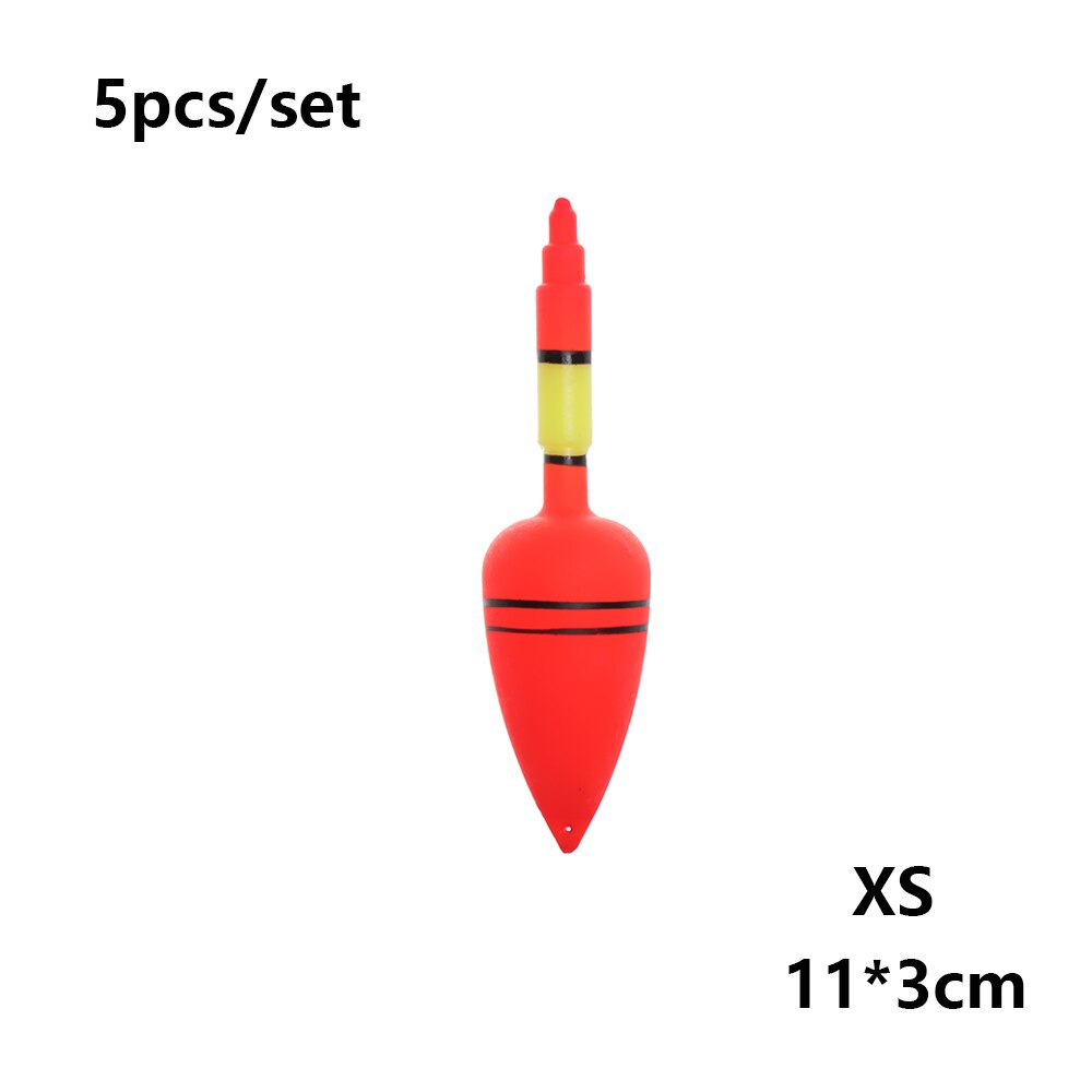 5PCS/Set Red Plastic Fishing Night Float Light Stick Eva Foam Ball Boia Luminous Bobber Night Outdoor Fishing Float: XS-5pcs