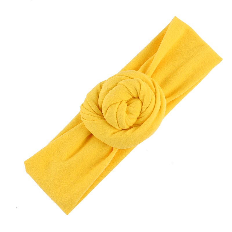 Diadema elástica con nudo para bebé y niña, accesorios para el cabello Kawaii de Color sólido, turbante de algodón suave para bebé de 1 a 6 años: yellow