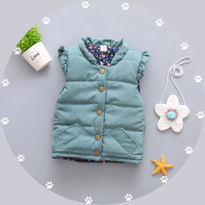 Höst flicka barn ytterkläder varma tjejer väst söt bebis flickor väst barn kläder jacka och kappa colete infantil menina inverno
