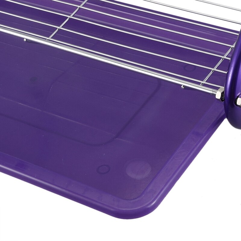 iron 2 Tiers Kitchen Dish Cup Drying Rack Drainer (Color:purple)