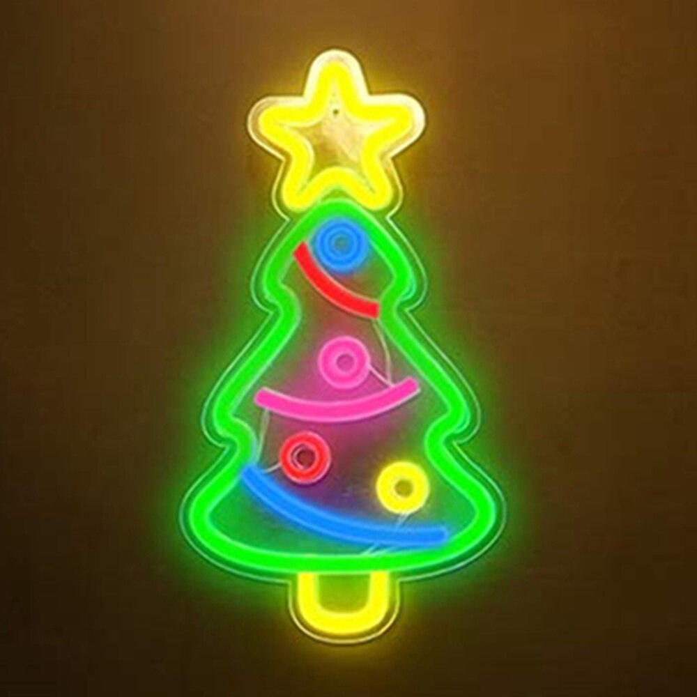 Juletræ formet led neonskilt sødt panel lys neon pub værelse wienerbrød display kommerciel julefest bryllup dekorationer