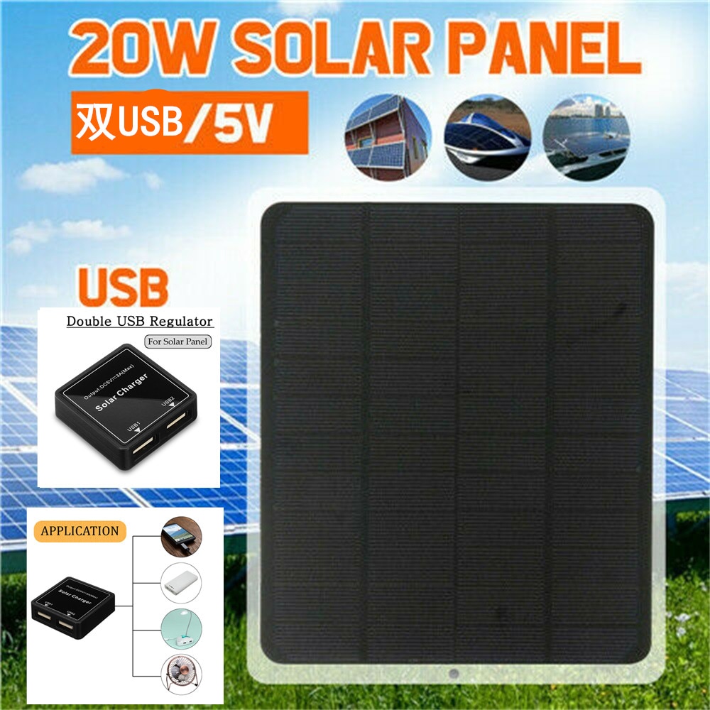 Cewaal double USB panneau solaire 5V 20W Portable extérieur Mini bricolage Module panneau système pour batterie chargeur de téléphone Portable cellule solaire