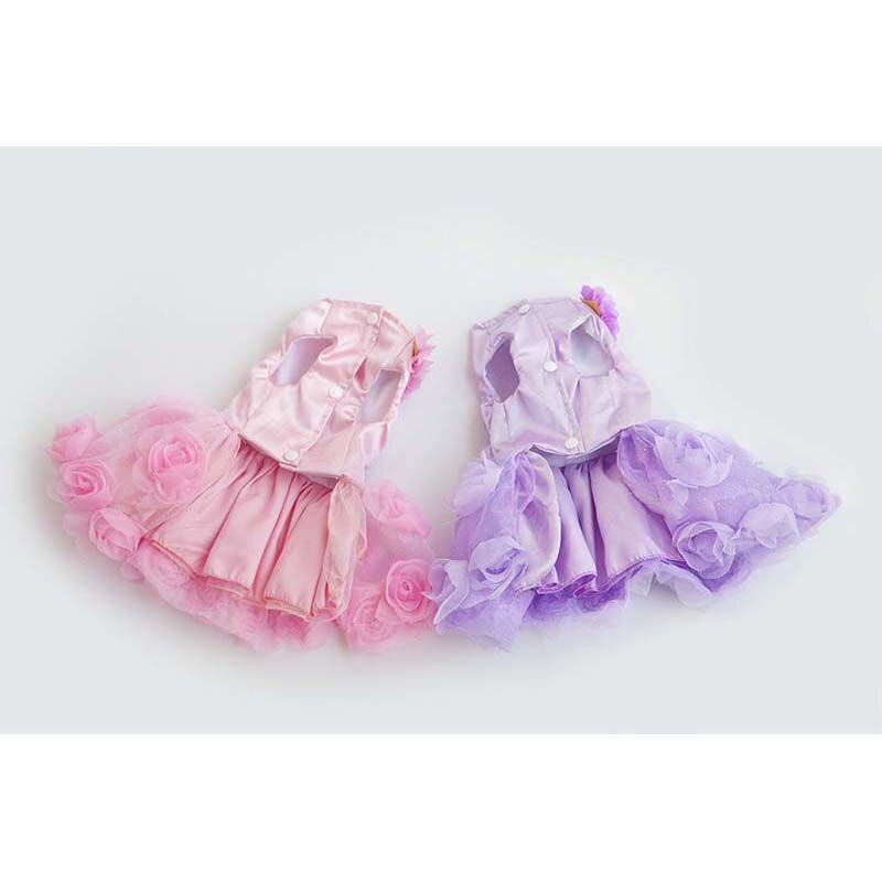 Pet Clothes Pet Dress Pure Color Breathable Cool Spring And Summer Dress Skirt Thin Section Rose Princess Teddy