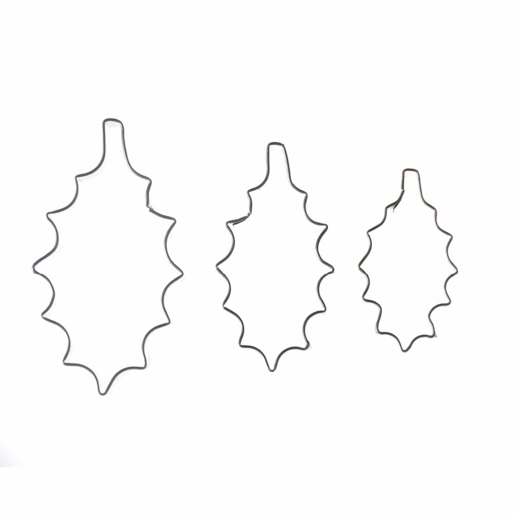 APRICOT 3PCS Cake Mould Holly leaves Stainless Steel Fondant Cookie Cutters for Wedding Cake Decorating Tools