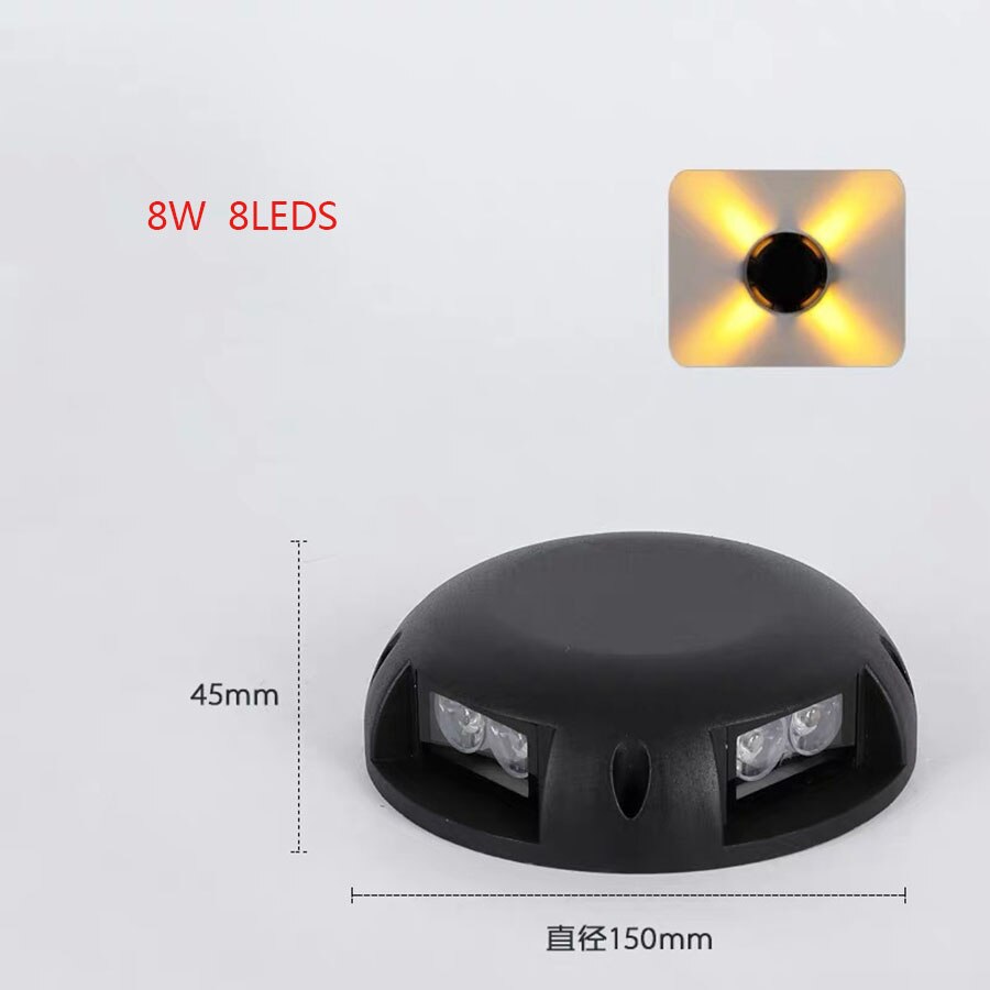 LED In-ground Light Outdoor Waterproof Buried Lights Underground Floor Lamps Yard Landscape Street Light Garden Step Spotlights: 8W 4Side