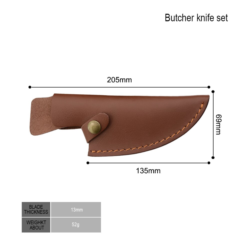 ZINZUO Kitchen Knife Edge Guards Case Leather Covers Sheath For Forged Butcher Boning Knife Blades Chef Knife Tied To Belt Tools: D.5.5 inch butcher