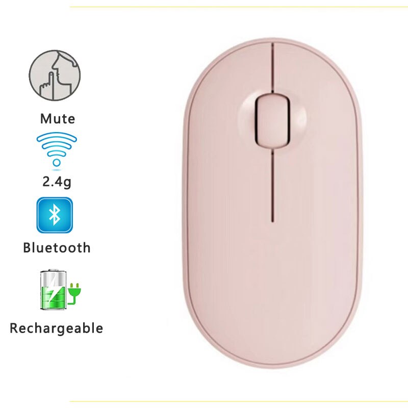 Drahtlose Maus Wiederaufladbare Bluetooth Stille Ergonomische Computer Verbinden Multi Gerät Für iPad Mac Tablette Macbook Luft Laptop PC: dual mode rosa