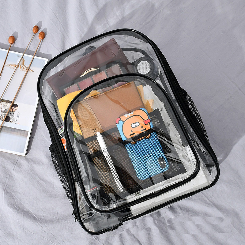 Aosbos PVC Waterproof Transparent School Bag See Through Backpacks Large Capacity Backpack Solid Clear Backpack