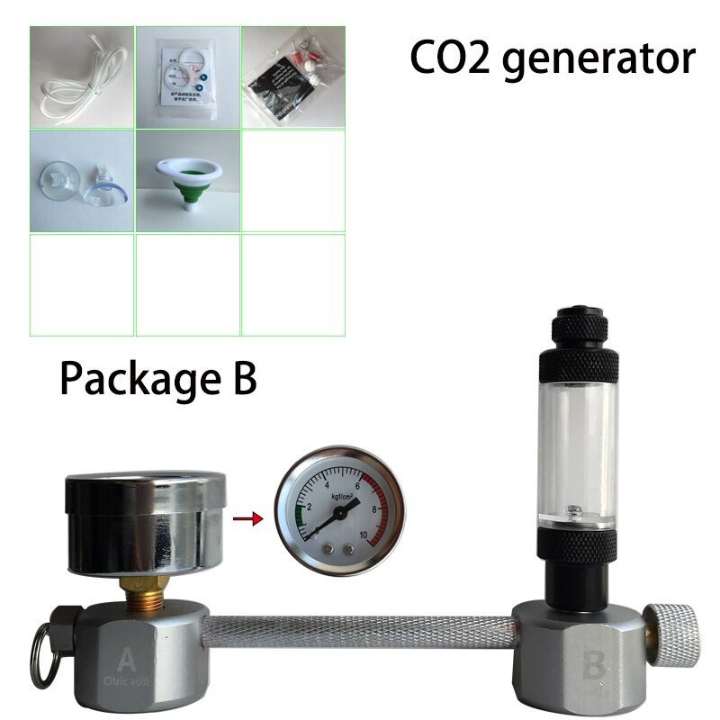 ZRDR Aquarium DIY CO2 generator system kit CO2 generator, bubble counter diffuser with solenoid valve,For / Aquatic plant growth: Package B