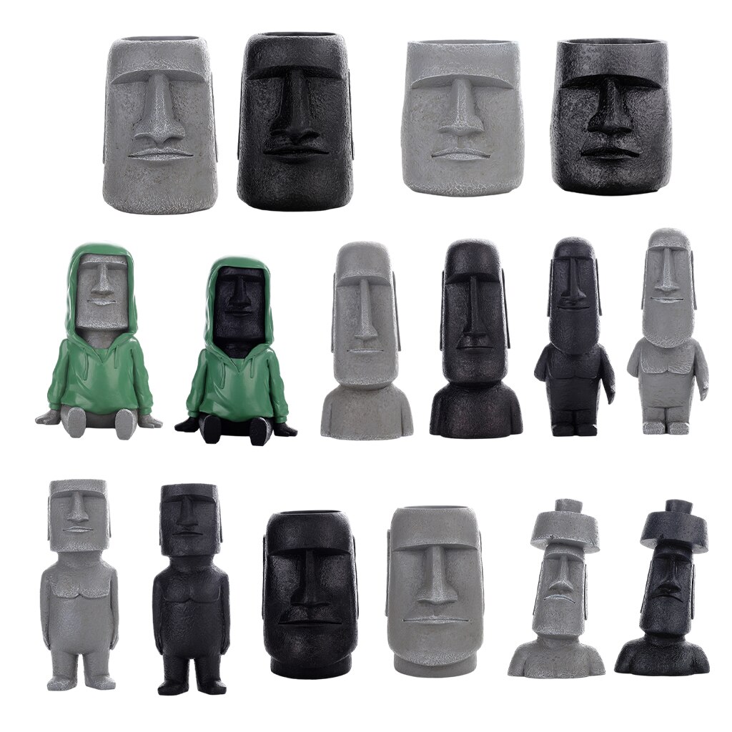 1PC Easter Island Statue Decor Retro Style Massive Megalith Ahu Akivi Monolith Moai Head Sculpture for Bedroom Ornaments