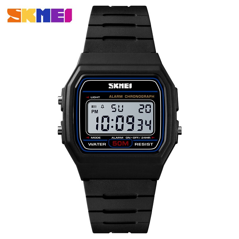 Skmei sporthorloges voor koppels, digitaal horloge, waterdicht, datum en week, dameshorloge, relogio feminino 1412: Zwart horloge