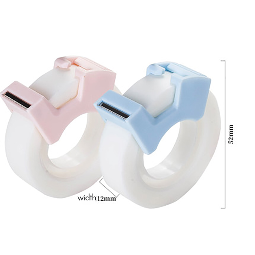 1 sæt beskyttende tape dispenser med skrivbar usynlig tape 50um*12mm*20y(18.3m)  studerende selvklæbende tape sæt papirvarer
