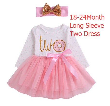 Citgeett 1st/2nd/3rd Geburtstag Baby Mädchen Donut Polka Dot Tüll Tutu Prinzessin Party Kleid Geburtstag 2 stücke: D1 Two Longsleeve