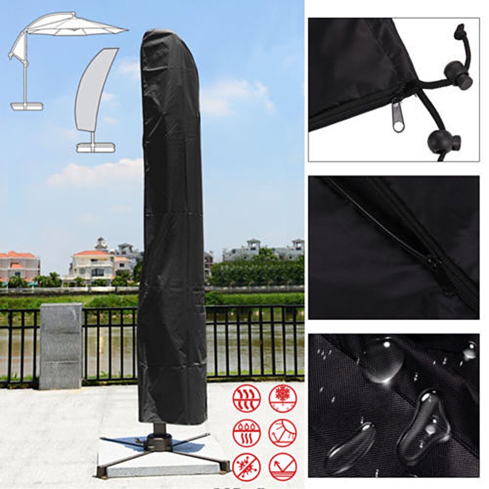 Heavy Duty Parasol Cantilever Outdoor Garden Hanging Cover Sun Shade(Black)