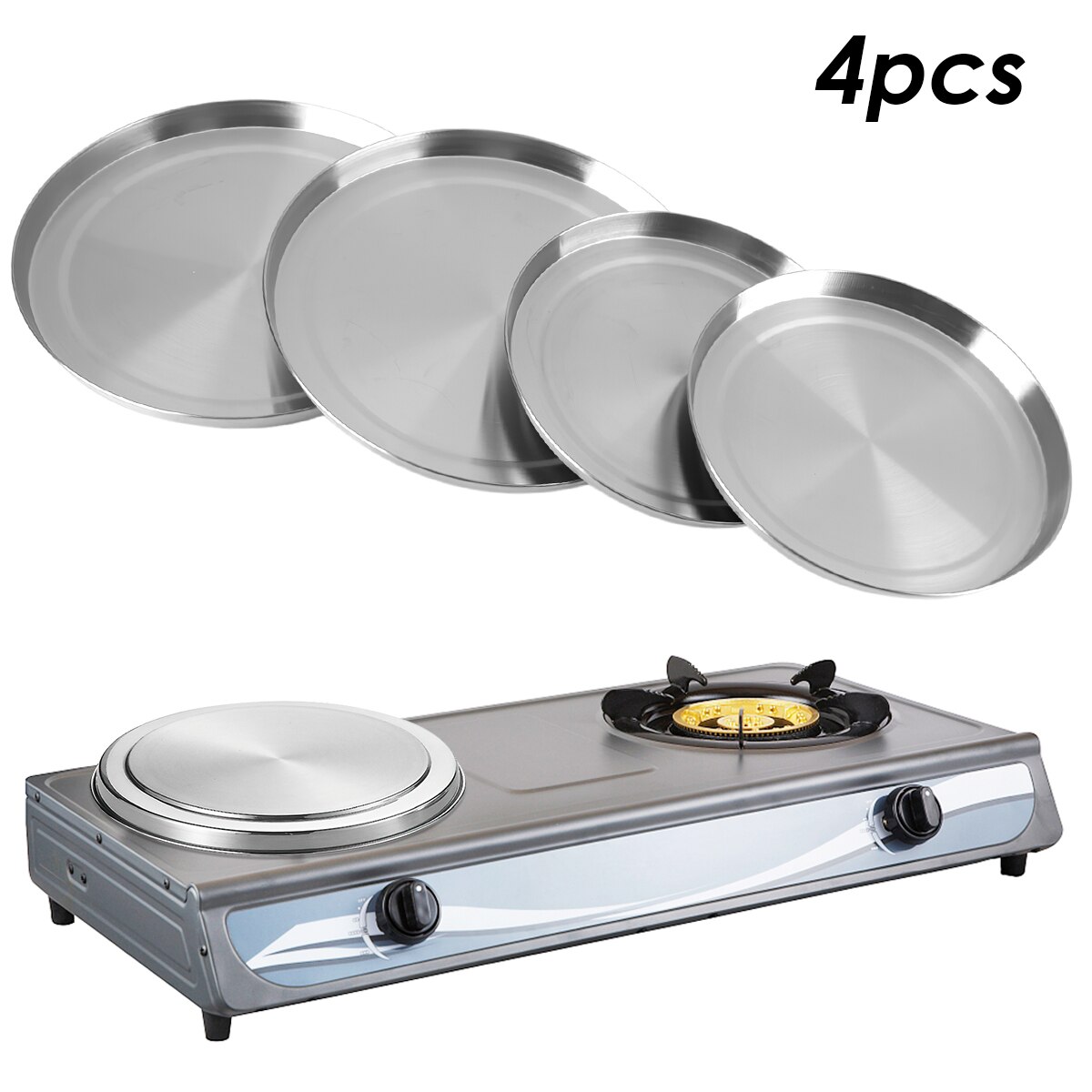 4Pcs/Set Stove Top Cover Stainless Steel Kitchen Stove Top Burner Cover Cooker Protection Stove Top Covers
