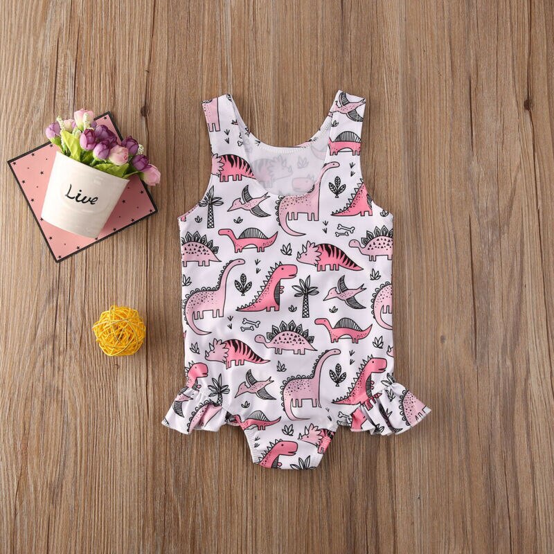 Dessin animé mignon -né enfants bébé fille dinosaure maillot de bain maillot de bain Bikini maillot de bain été plage Outfitsa