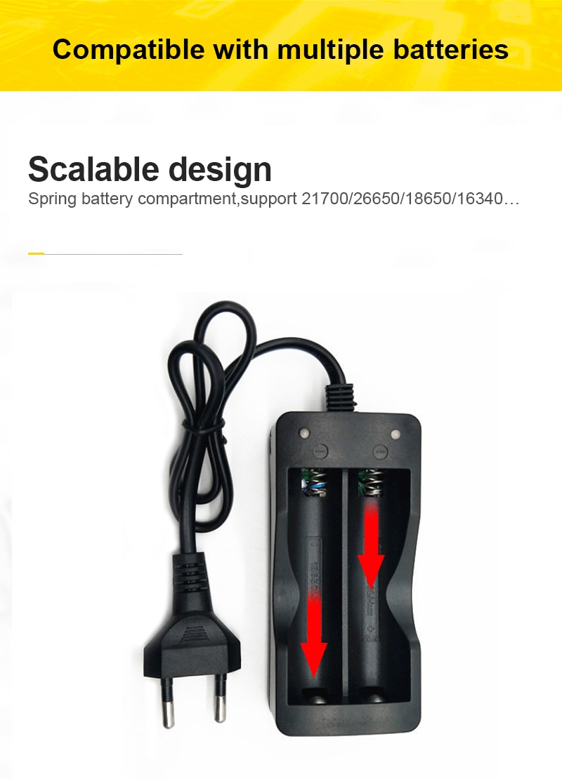 VOXLINK 18650 chargeur de batterie EU 2 fentes chargeur de batterie Rechargeable Li-ion de charge intelligente
