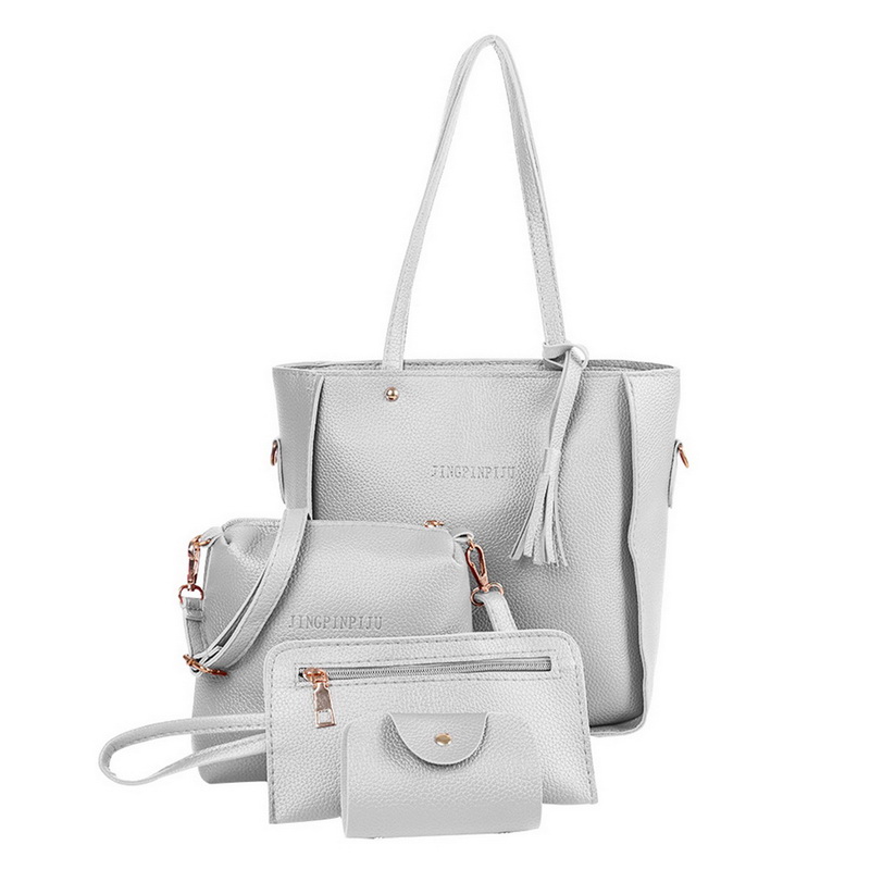 Sac 3 pièces femmes sacs à main ensemble sacs à bandoulière en cuir grande capacité Sac fourre-tout décontracté femme gland seau sacs à main et sacs à main: h