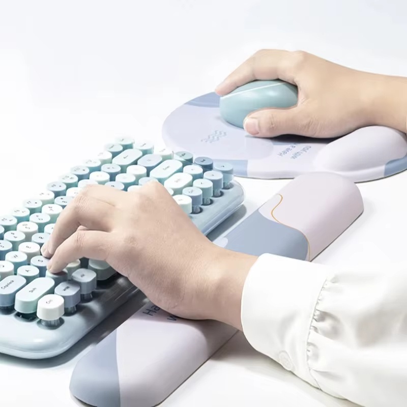 Silikon Mauspad Mit Tastatur Handgelenk Rest Set Rutschfeste Ergonomische Hand Unterstützung Mäuse Matte 3D Mousepad Für Spiel Laptop Büro Arbeit