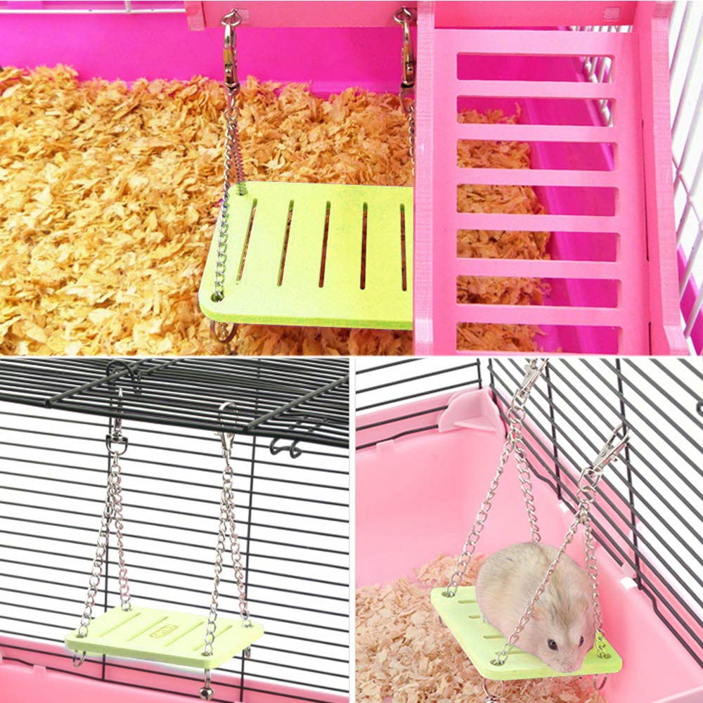 Columpio colgante para hámster, jaula de madera para loro, juguete para hámster, Chinchilla, ratón, accesorios para mascotas, suministros, novedad