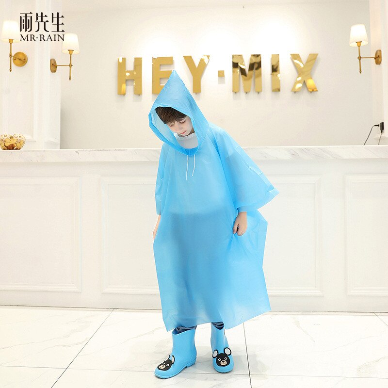 Children Boy Girl Rainwear Waterproof Hooded Rain Coat Outwear Poncho Raincoat Cover Up for Kids 100 to 160cm Height: Blue