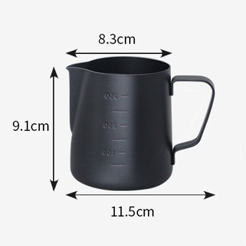 350Ml Stainless Steel Milk Frothing Jug Latte Espresso Black Coating Non-Stick Pitcher Easy Cleaning Cup Container