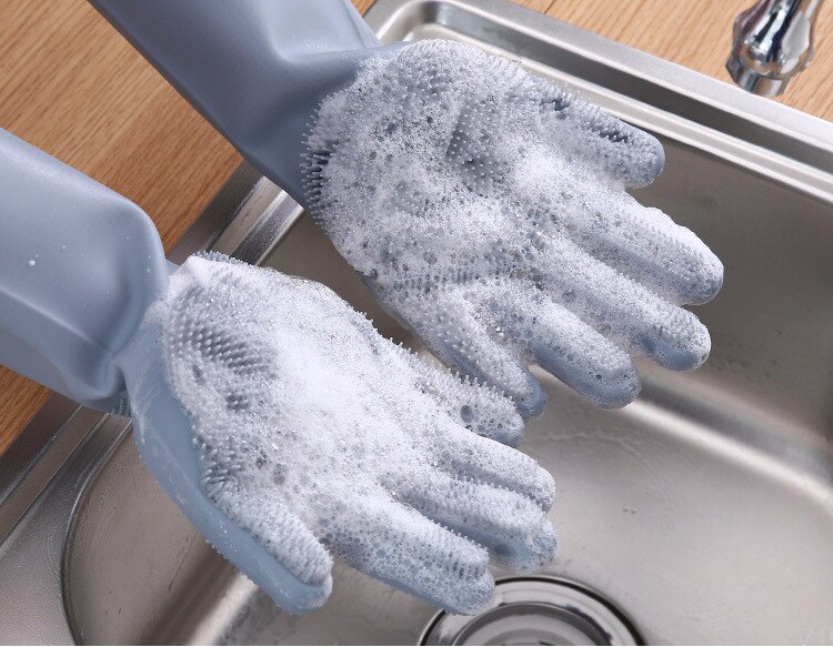 Fabrikanten directe verkoop magic silicone wassen gerechten keuken schoonmaken multi-purpose huishoudelijke siliconen borstel handschoenen