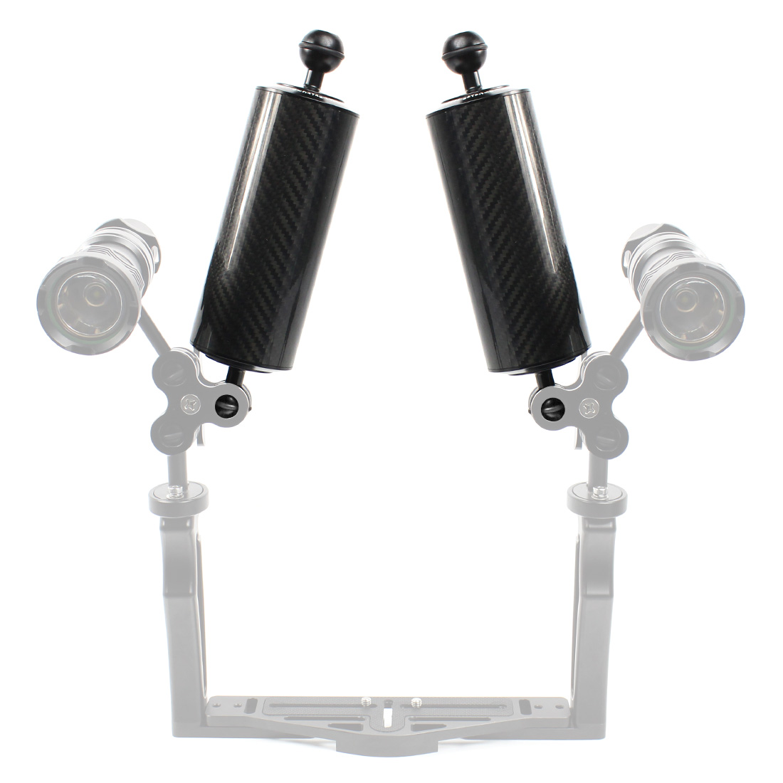 Carbon Fiber Float Buoyancy Diving Housing Aquatic Arm Extended Bracket Dual Ball Floating Arm Mount Camera Underwater Tray Kit