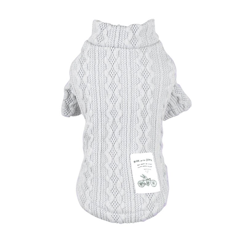 Chiot pour animaux de compagnie Double modèle col roulé chien chandails hiver chiot vêtements tricot animaux de compagnie chandails pas cher tricots Costume: Gray / S
